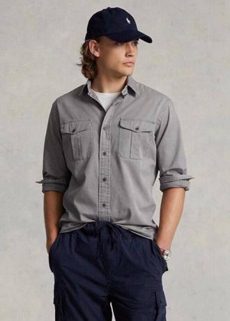 Cămăși de lucru gri Ralph Lauren Classic Fit Chino pentru bărbați Cămăși de lucru gri Ralph Lauren Classic Fit Chino pentru bărbați
