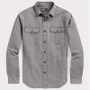 Cămăși de lucru gri Ralph Lauren Classic Fit Chino pentru bărbați