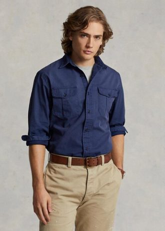 Cămăși de lucru pentru bărbați, Ralph Lauren, de culoare clasică, chino Cămăși de lucru pentru bărbați, Ralph Lauren, de culoare clasică, chino