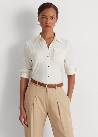 Cămăși din jerseu stretch pentru femei Ralph Lauren crem