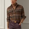 Cămăși din tweed din lână în carouri Ralph Lauren, maro, pentru bărbați Cămăși din tweed din lână în carouri Ralph Lauren, maro, pentru bărbați