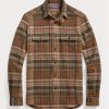 Cămăși din tweed din lână în carouri Ralph Lauren, maro, pentru bărbați Cămăși din tweed din lână în carouri Ralph Lauren, maro, pentru bărbați