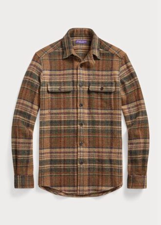 Cămăși din tweed din lână în carouri Ralph Lauren, maro, pentru bărbați Cămăși din tweed din lână în carouri Ralph Lauren, maro, pentru bărbați