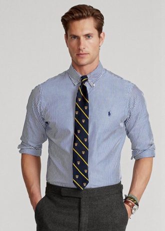 Cămăși formale din popelin în dungi pentru bărbați, Ralph Lauren, de culoare subțire Cămăși formale din popelin în dungi pentru bărbați, Ralph Lauren, de culoare subțire