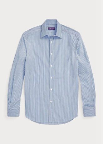 Cămăși formale din popeline cu benzi bengale Ralph Lauren, albastre, pentru bărbați Cămăși formale din popeline cu benzi bengale Ralph Lauren, albastre, pentru bărbați