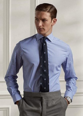 Cămăși formale din poplin cu dungi Ralph Lauren pentru bărbați Cămăși formale din poplin cu dungi Ralph Lauren pentru bărbați