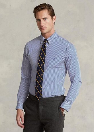 Cămăși formale din poplin stretch cu dungi Ralph Lauren, albastre, pentru bărbați