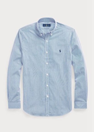 Cămăși formale din poplin stretch cu dungi Ralph Lauren, albastre, pentru bărbați Cămăși formale din poplin stretch cu dungi Ralph Lauren, albastre, pentru bărbați