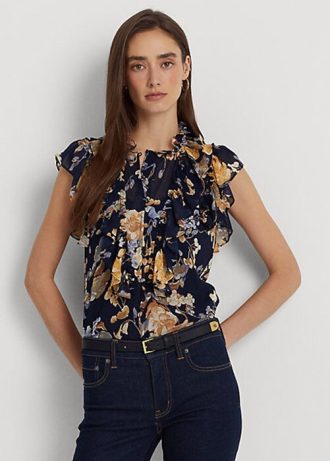 Cămăși fără mâneci Ralph Lauren Floral Georgette de damă multicolore