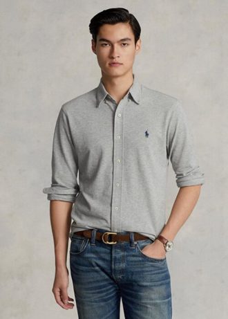 Cămăși gri pentru bărbați Ralph Lauren Featherweight Mesh
