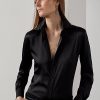 Cămăși negre din mătase dud Ralph Lauren Cameron pentru femei Cămăși negre din mătase dud Ralph Lauren Cameron pentru femei
