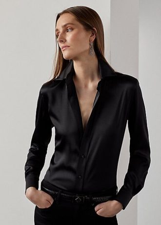 Cămăși negre din mătase dud Ralph Lauren Cameron pentru femei