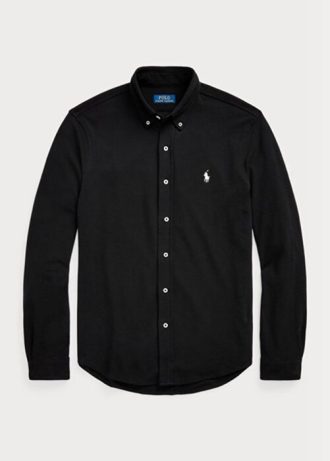 Cămăși negre Ralph Lauren pentru bărbați din plasă cu greutate pana