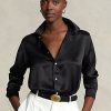 Cămăși negre Ralph Lauren Silk Charmeuse de damă