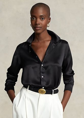 Cămăși negre Ralph Lauren Silk Charmeuse de damă