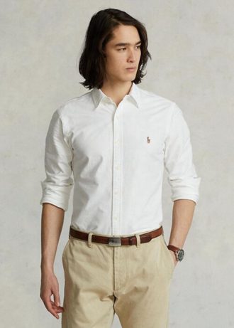 Cămăși Oxford albe pentru bărbați Ralph Lauren slim fit