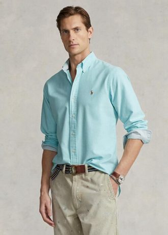 Cămăși Oxford pentru bărbați albastru Ralph Lauren slim fit