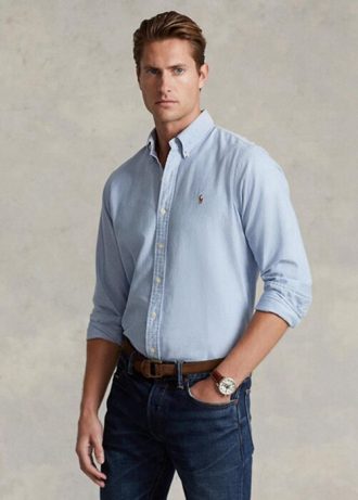 Cămăși Oxford pentru bărbați albastru Ralph Lauren slim fit