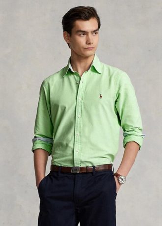Cămăși Oxford pentru bărbați verzi Ralph Lauren slim fit Cămăși Oxford pentru bărbați verzi Ralph Lauren slim fit
