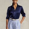Cămăși pentru femei Ralph Lauren din mătase de dud bleumarin Cămăși pentru femei Ralph Lauren din mătase de dud bleumarin