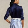 Cămăși pentru femei Ralph Lauren din mătase de dud bleumarin Cămăși pentru femei Ralph Lauren din mătase de dud bleumarin