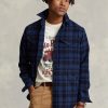 Cămăși peste cămașă din amestec de lână în carouri Ralph Lauren pentru bărbați bleumarin Cămăși peste cămașă din amestec de lână în carouri Ralph Lauren pentru bărbați bleumarin