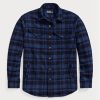 Cămăși peste cămașă din amestec de lână în carouri Ralph Lauren pentru bărbați bleumarin Cămăși peste cămașă din amestec de lână în carouri Ralph Lauren pentru bărbați bleumarin