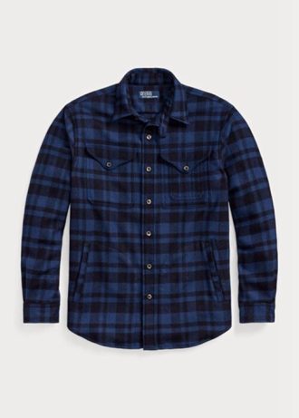 Cămăși peste cămașă din amestec de lână în carouri Ralph Lauren pentru bărbați bleumarin Cămăși peste cămașă din amestec de lână în carouri Ralph Lauren pentru bărbați bleumarin