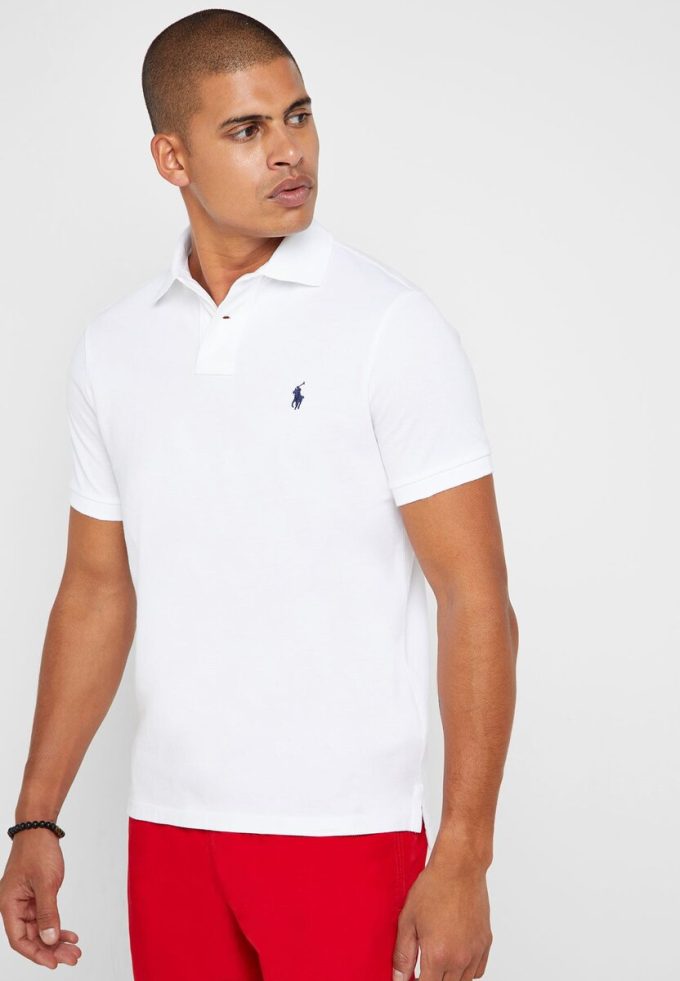 Cămăși polo alb pentru bărbați Ralph Lauren Basic Mesh Cămăși polo alb pentru bărbați Ralph Lauren Basic Mesh