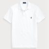 Cămăși polo alb pentru bărbați Ralph Lauren slim cu plasă Cămăși polo alb pentru bărbați Ralph Lauren slim cu plasă