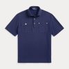 Cămăși polo cu buzunare din plasă pentru bărbați, Ralph Lauren, de culoare bleumarin