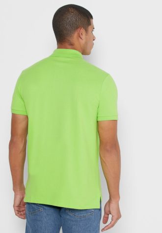 Cămăși polo cu plasă de bază Ralph Lauren verzi pentru bărbați Cămăși polo cu plasă de bază Ralph Lauren verzi pentru bărbați