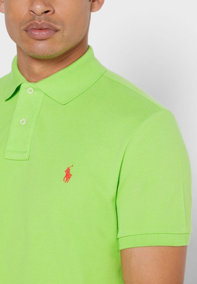 Cămăși polo cu plasă de bază Ralph Lauren verzi pentru bărbați
