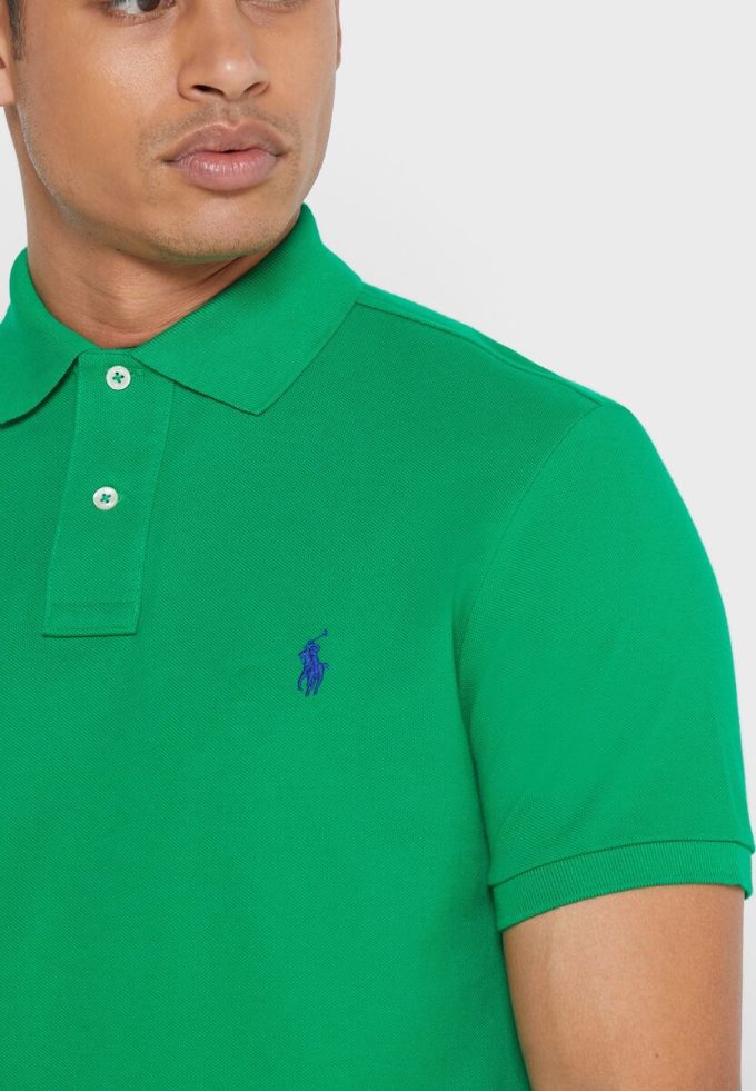 Cămăși polo cu plasă de bază Ralph Lauren verzi pentru bărbați