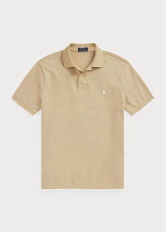 Cămăși polo cu plasă subțire personalizate Ralph Lauren, bej, pentru bărbați Cămăși polo cu plasă subțire personalizate Ralph Lauren, bej, pentru bărbați