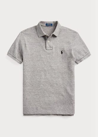 Cămăși polo cu plasă subțire Ralph Lauren gri pentru bărbați Cămăși polo cu plasă subțire Ralph Lauren gri pentru bărbați
