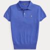 Cămăși polo din cașmir de culoare albastră Ralph Lauren pentru femei Cămăși polo din cașmir de culoare albastră Ralph Lauren pentru femei