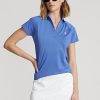 Cămăși polo din plasă cu plăcuțe festone Ralph Lauren pentru femei albastre