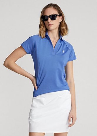 Cămăși polo din plasă cu plăcuțe festone Ralph Lauren pentru femei albastre