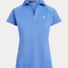 Cămăși polo din plasă cu plăcuțe festone Ralph Lauren pentru femei albastre