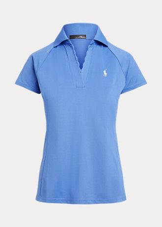 Cămăși polo din plasă cu plăcuțe festone Ralph Lauren pentru femei albastre