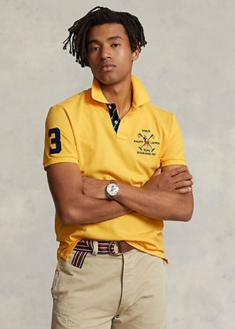 Cămăși polo galbene pentru bărbați Ralph Lauren Classic Fit Crest Mesh Cămăși polo galbene pentru bărbați Ralph Lauren Classic Fit Crest Mesh
