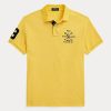 Cămăși polo galbene pentru bărbați Ralph Lauren Classic Fit Crest Mesh