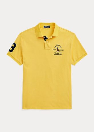 Cămăși polo galbene pentru bărbați Ralph Lauren Classic Fit Crest Mesh Cămăși polo galbene pentru bărbați Ralph Lauren Classic Fit Crest Mesh