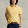 Cămăși polo galbene Ralph Lauren, personalizate, slim cu plasă, pentru bărbați