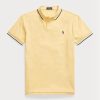 Cămăși polo galbene Ralph Lauren, personalizate, slim cu plasă, pentru bărbați