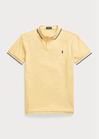 Cămăși polo galbene Ralph Lauren, personalizate, slim cu plasă, pentru bărbați Cămăși polo galbene Ralph Lauren, personalizate, slim cu plasă, pentru bărbați