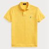 Cămăși polo galbene Ralph Lauren, personalizate, slim cu plasă, pentru bărbați