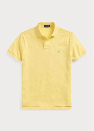 Cămăși polo galbene Ralph Lauren, personalizate, slim cu plasă, pentru bărbați Cămăși polo galbene Ralph Lauren, personalizate, slim cu plasă, pentru bărbați