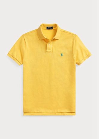 Cămăși polo galbene Ralph Lauren, personalizate, slim cu plasă, pentru bărbați Cămăși polo galbene Ralph Lauren, personalizate, slim cu plasă, pentru bărbați